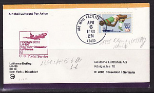 США, 1980, Олимпиада Москва 1980, Перелет, конверт